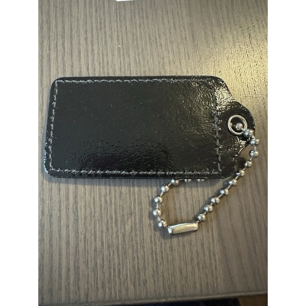 COACH Black Leather Silver Chain Replacement Purse Handbag Hang Tag Charm